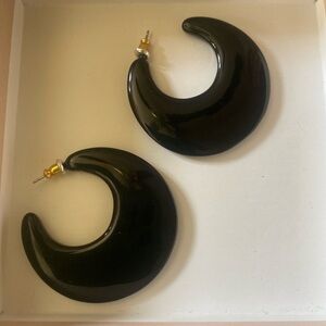 Black Crescent Hoop Earrings